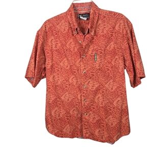Columbia Orange School Of Fish Hawaiian Button Down Shirt Causal Tropical M